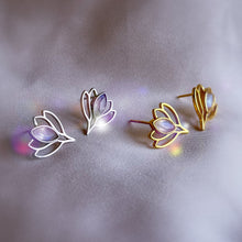 Charger l'image dans la galerie, 'Padmâ' boucles d'oreilles - Pierre de Lune Bleue