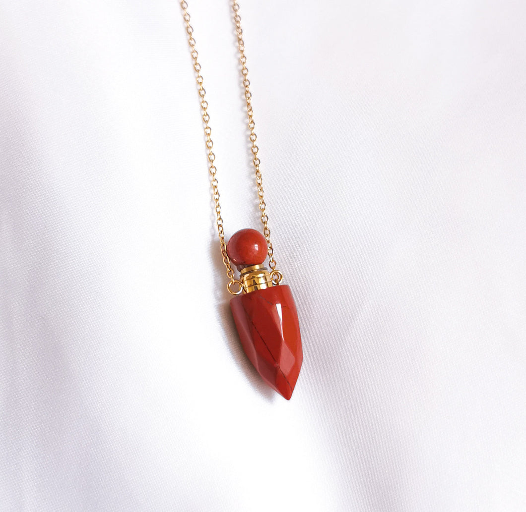 'Artémis' collier fiole - Jaspe Rouge