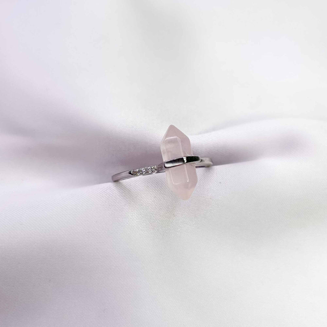 'Séléné' bague - Quartz Rose